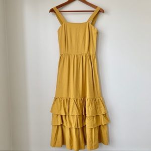 THE EDITOR’S MARKET | MULTI RUFFLED A-LINE LONG DRESS IN SUNFLOWER YELLOW TIERED